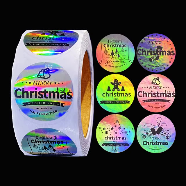 15 pcs Christmas Stickers Tags Decorative Present for Cards Gift Envelopes Boxes 1.5Inch Ornament Round Merry Christmas Label