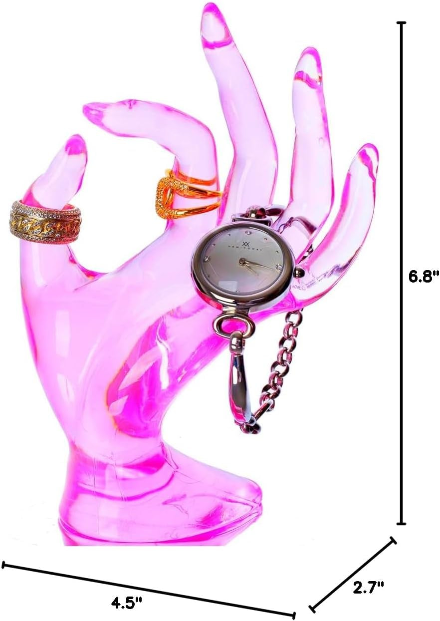Ring Holder, Pink Room Decor, Hand Jewelry Display Holder, Danish Pastel Room Decor, Preppy Decor, Mannequin Hand, Polyresin, 7 Inch (Pink)