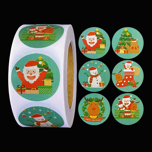 15 pcs Christmas Stickers Tags Decorative Present for Cards Gift Envelopes Boxes 1.5Inch Ornament Round Merry Christmas Label