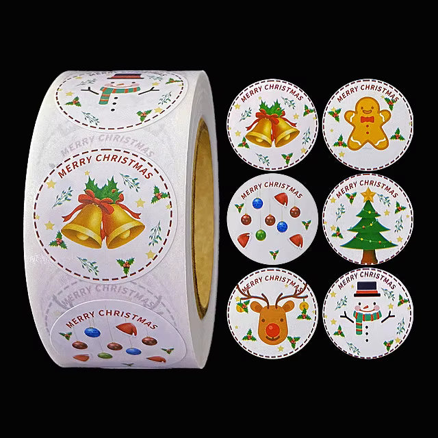 15 pcs Christmas Stickers Tags Decorative Present for Cards Gift Envelopes Boxes 1.5Inch Ornament Round Merry Christmas Label