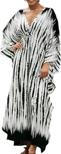 Kaftan Dresses plus Size V-Neck Women'S Swimwear Cover Ups Tie Dye Batwing Sleeves Mumu Caftan Dress