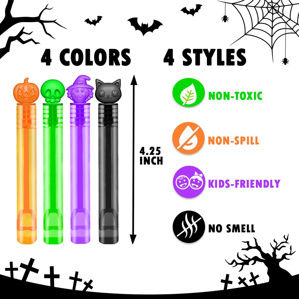 Halloween Treats Non Candy for Toddlers 24 PCS, Mini Bubble Wands Prizes Toys Gifts Bags for Kids, Small Halloween Birthday Classroom Party Basket Goody Bag Stuffer Trinkets Stuff for Boys Girls