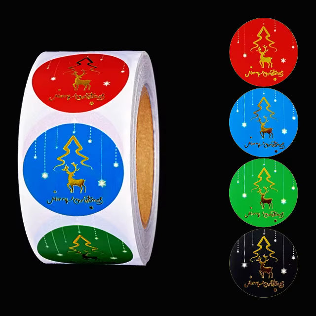 15 pcs Christmas Stickers Tags Decorative Present for Cards Gift Envelopes Boxes 1.5Inch Ornament Round Merry Christmas Label