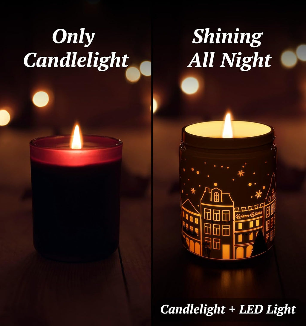 Christmas Candles with Warmer Led,Winter Candle for Christmas Gift