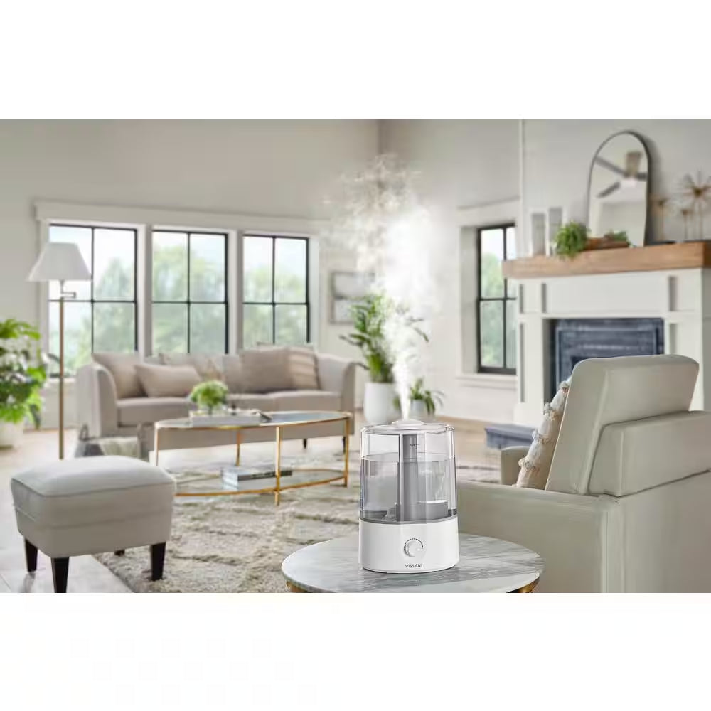 1 Gal. Ultrasonic Humidifier 360 Degree Turning Dual Nozzle Cool Mist for Medium Room in White