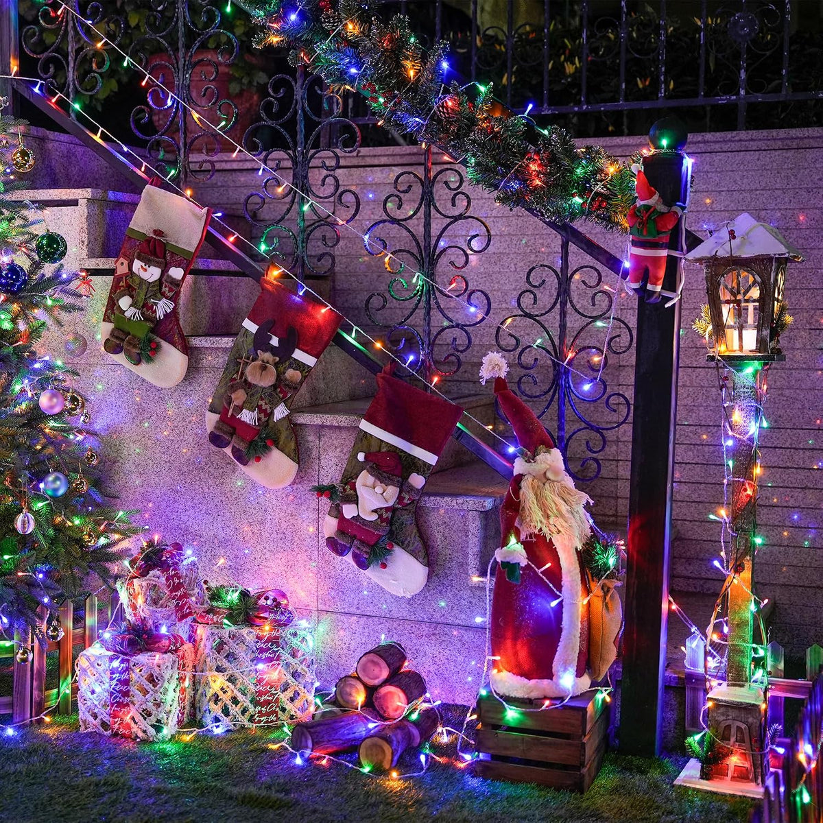 163Ft 500 LED Multicolor Christmas Lights Outdoor Waterproof