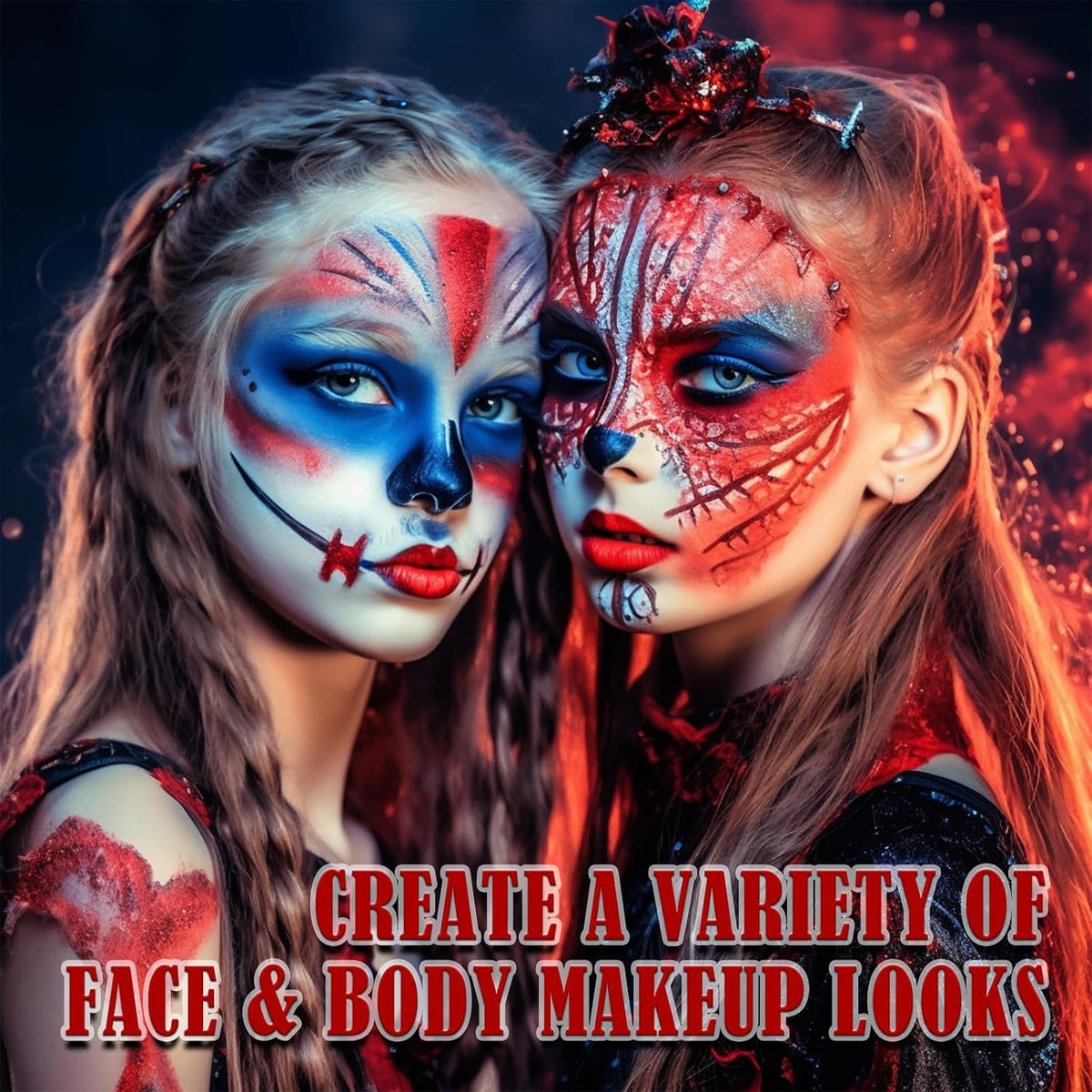 Halloween Zombie Makeup Kit with 4 Colors Face Body Paint & Applicator, Fake Blood, Liquid Latex and Scar Wax SFX Makeup Set for Vampires Wounds Clown Cosplay Special Effects Makeup