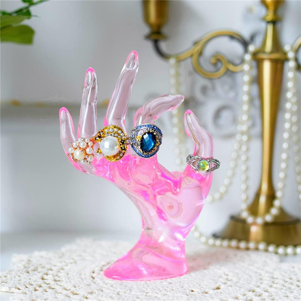 Ring Holder, Pink Room Decor, Hand Jewelry Display Holder, Danish Pastel Room Decor, Preppy Decor, Mannequin Hand, Polyresin, 7 Inch (Pink)