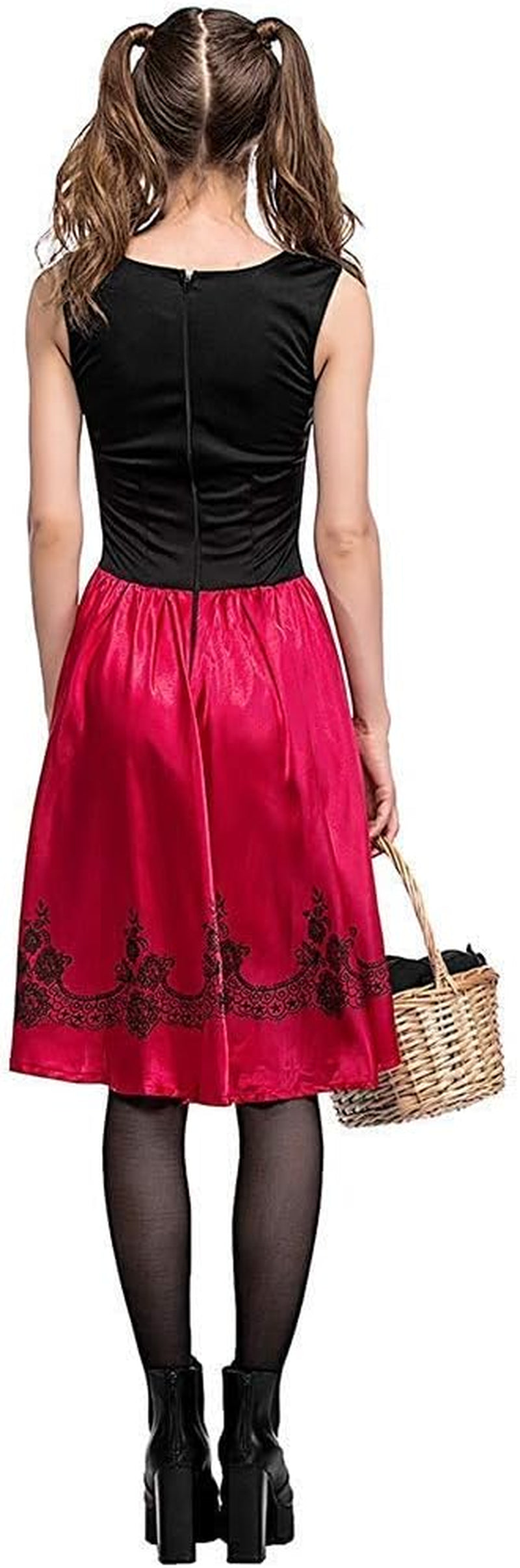 Women Little Red Riding Hood Costume Christmas Halloween Party Dress with Cape