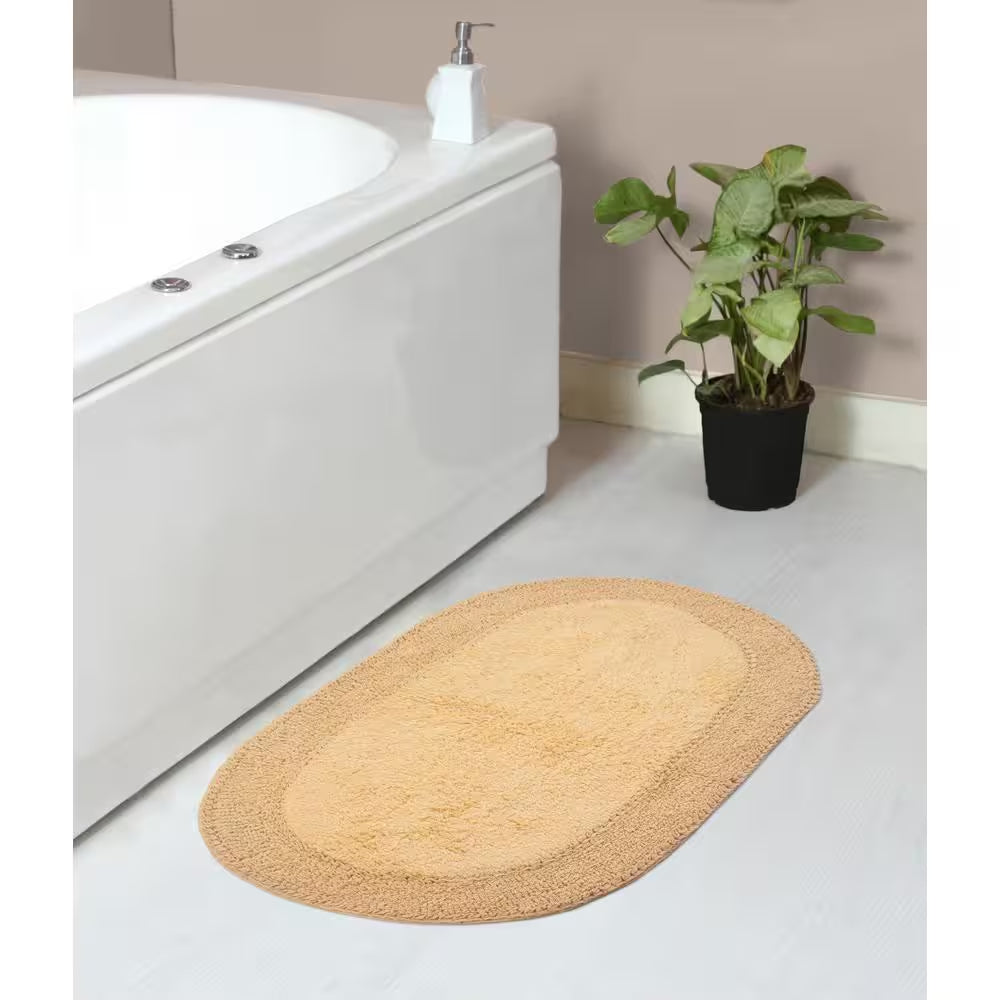 Double Ruffle Collection 100% Cotton Bath Rugs Set, 21X34 Rectangle, Yellow