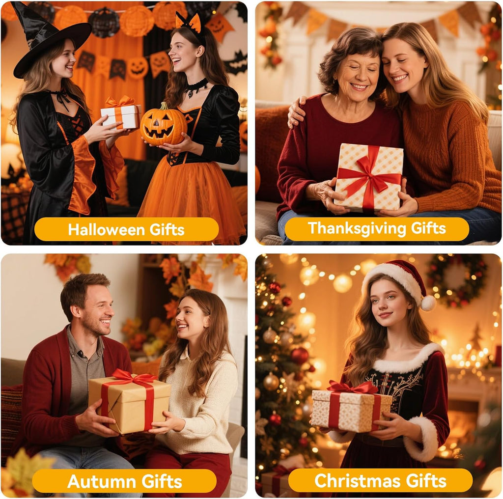 Maple Leaf Flameless Candles Set of 3, Fall Candles with Remote & Timer