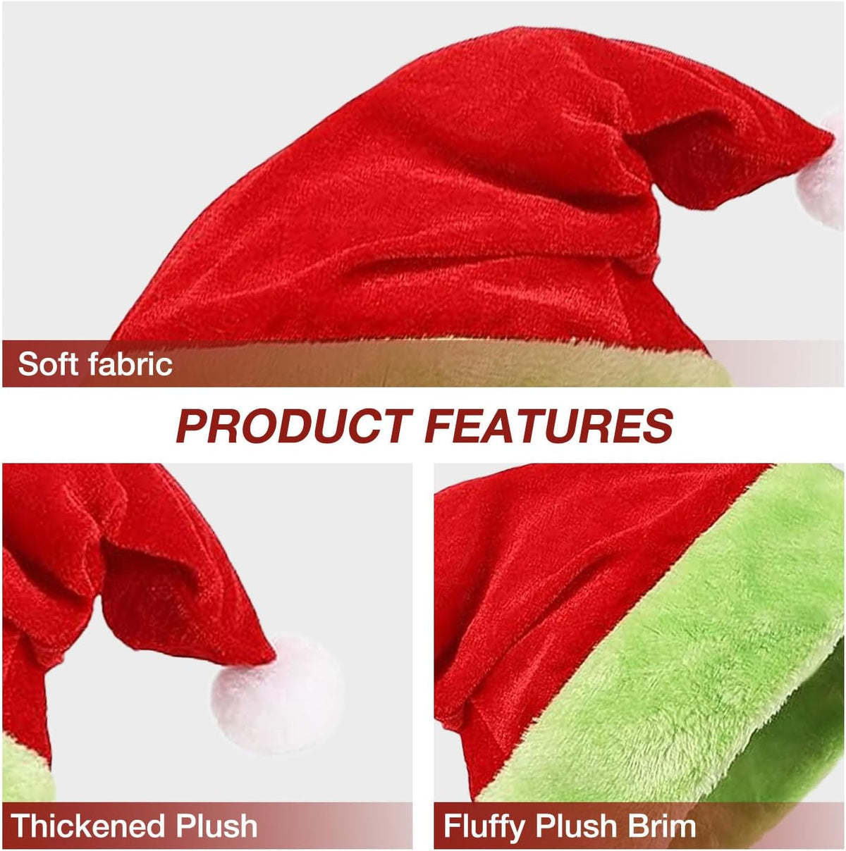 Beard Santa Hat with Furry Gloves for Adult, Christmas Costume Accessories Set for Men Women, Santa Costume Cosplay