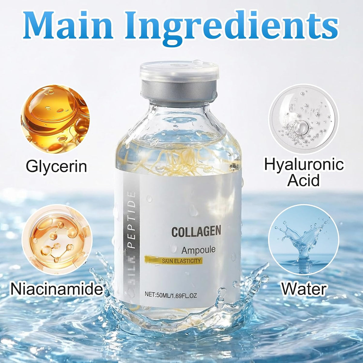 2PCS Peptide Lifting Ampoule - Collagen Peptide Intensive Lifting Serum, Korean anti Aging Serum, Smooths Wrinkles, Improves Elasticity, Moisturizes, Firms and Lifts