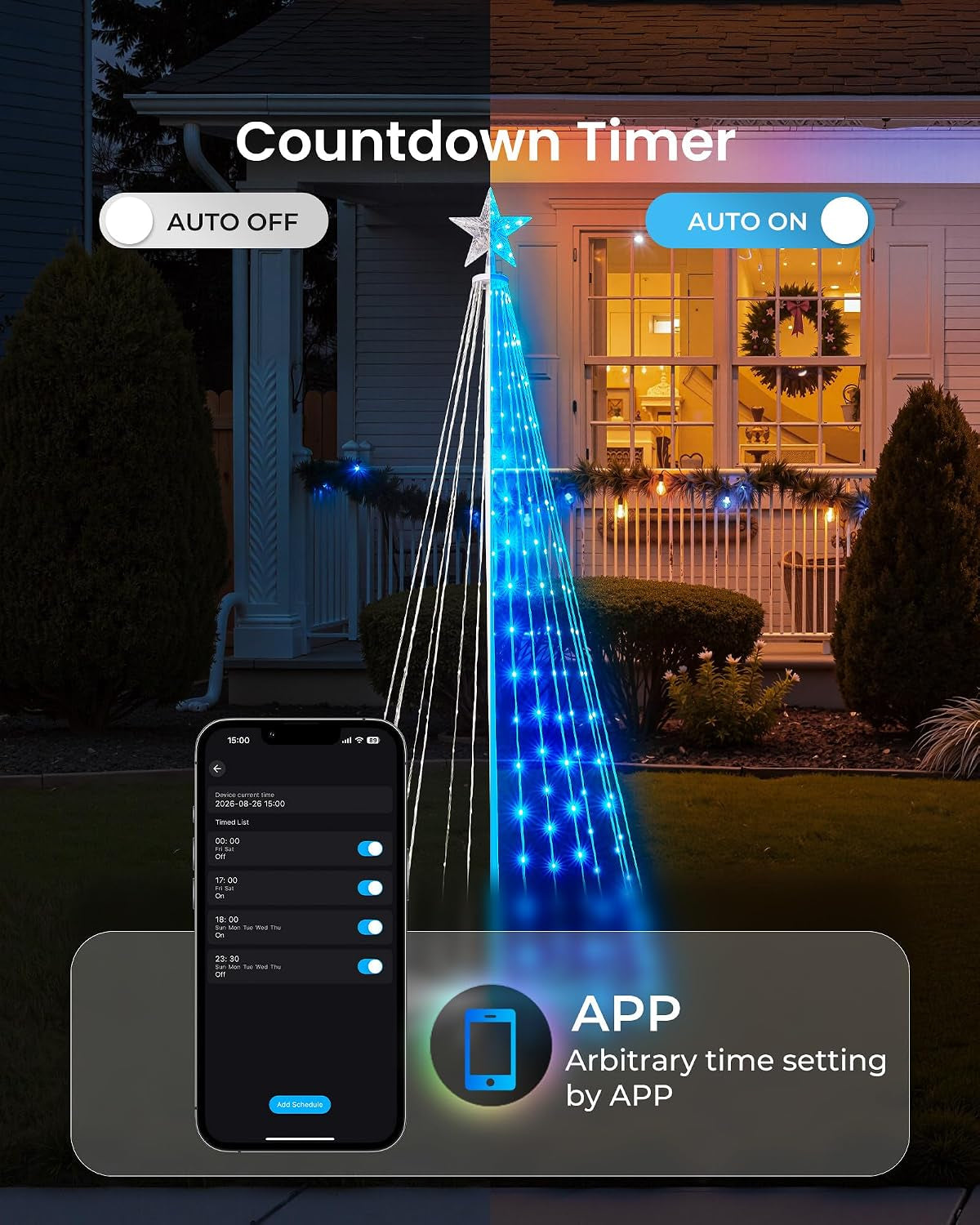 Smart Christmas Cone Tree LED Light, 6Ft 265LED Music Sync with APP Control