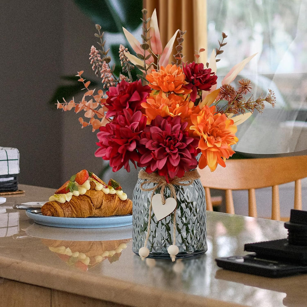 Fake Fall Flowers in Vase,Faux Flowers in Vase,Fall Floral Arrangement,Fall Centerpieces for Tables,Artificial Flowers,Kitchen Decor,Coffee Table Decor