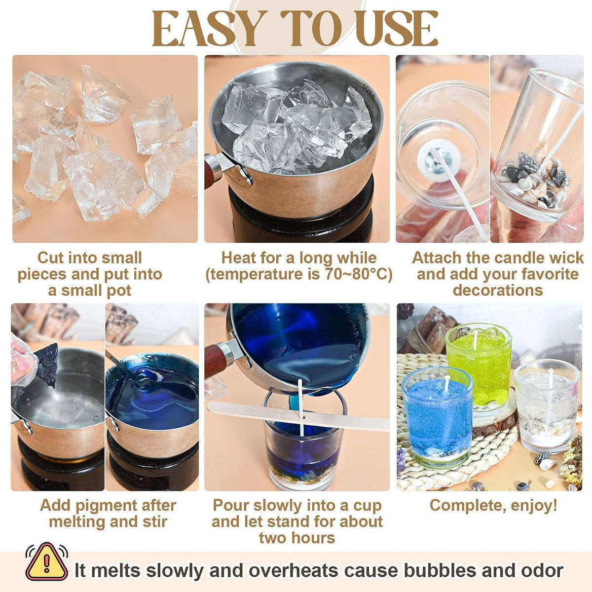 Jelly Candle Making Kit, DIY Candle Making Kit for Adults, 1.5 Lb Gel Wax for Candle Making, DIY Jelly Wax Melts, Candle Wick, Dried Flowers, Conch, Sand, Dye, Crafting Valentine'S Day Gift