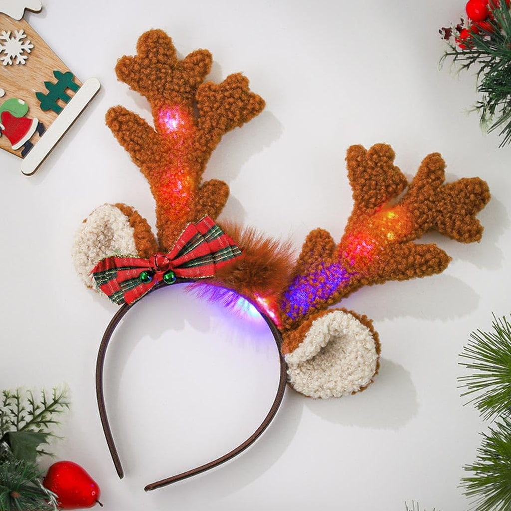 Light up Deer Antlers Headband Costume for Women Adults - LED Ears Xmas Reindeer Christmas Costume