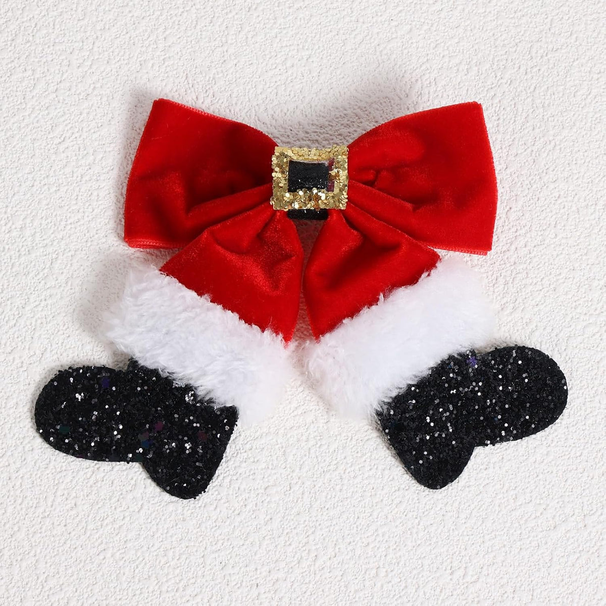 Red Velvet Ribbon Hair Bows 2Pc Glitter Sparkly Christmas Santa Claus Decor Hair Clip Barrettes Alligator Hairpins Holiday Party Dress Decor Accessory for Girls Women Xmas Gift