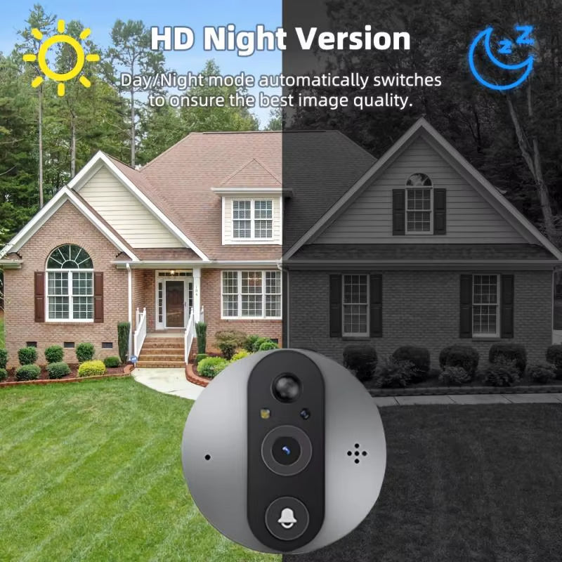 Tuya Smart Life Wifi Peephole Door Camera 3MP 1080P Digital Viewer with 5000Mah Battery PIR Motion Detection IR Night Vision For