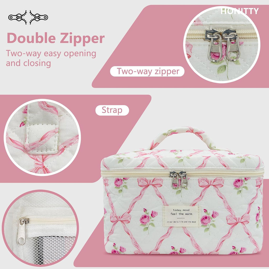 Makeup Bag,Quilted Cosmetic Bags for Women