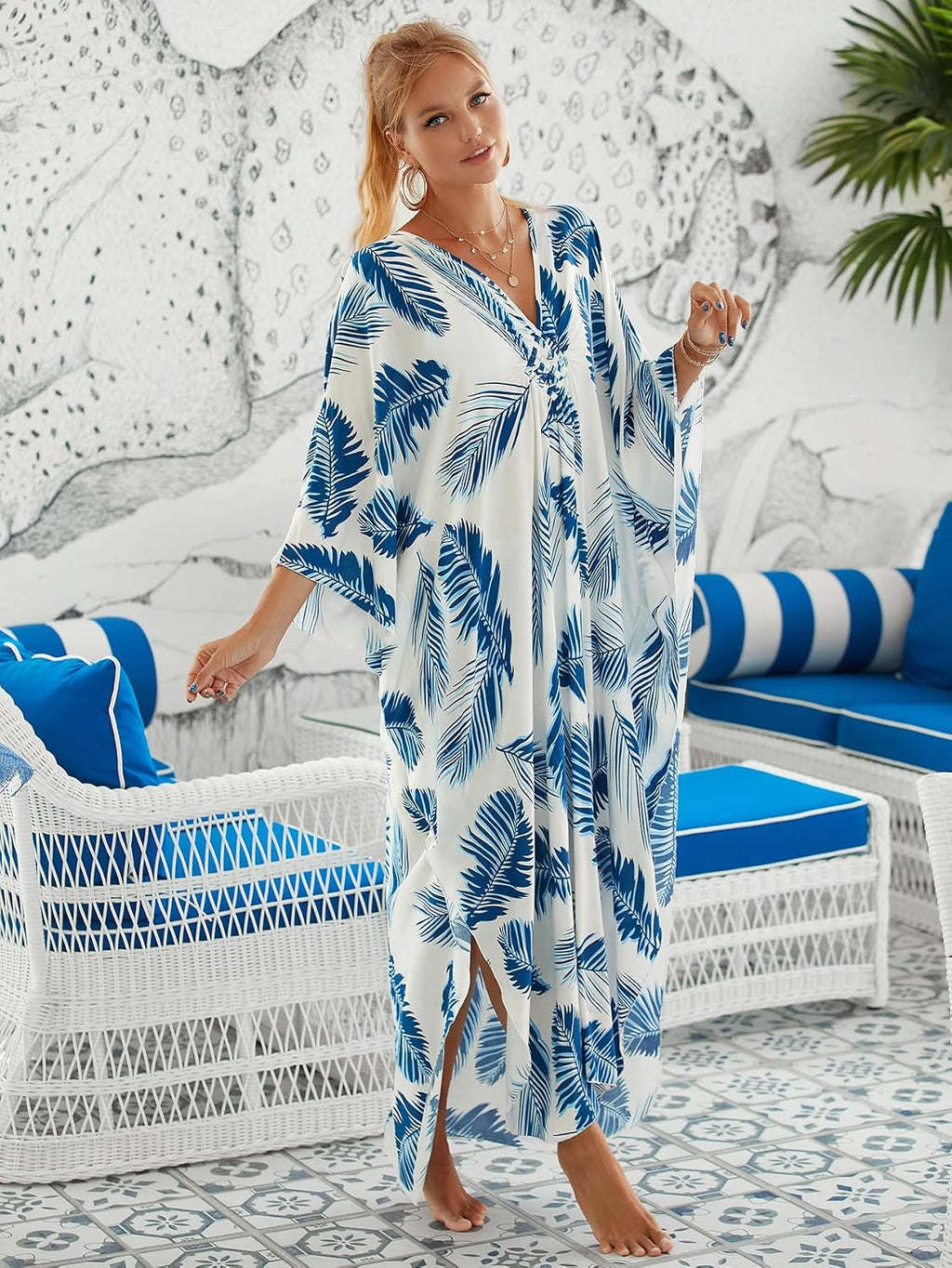 Women Animal Print Kaftan Dresses plus Size Swimsuit Coverup Summer Bathing Suit Caftan Loungewear Beach Dress