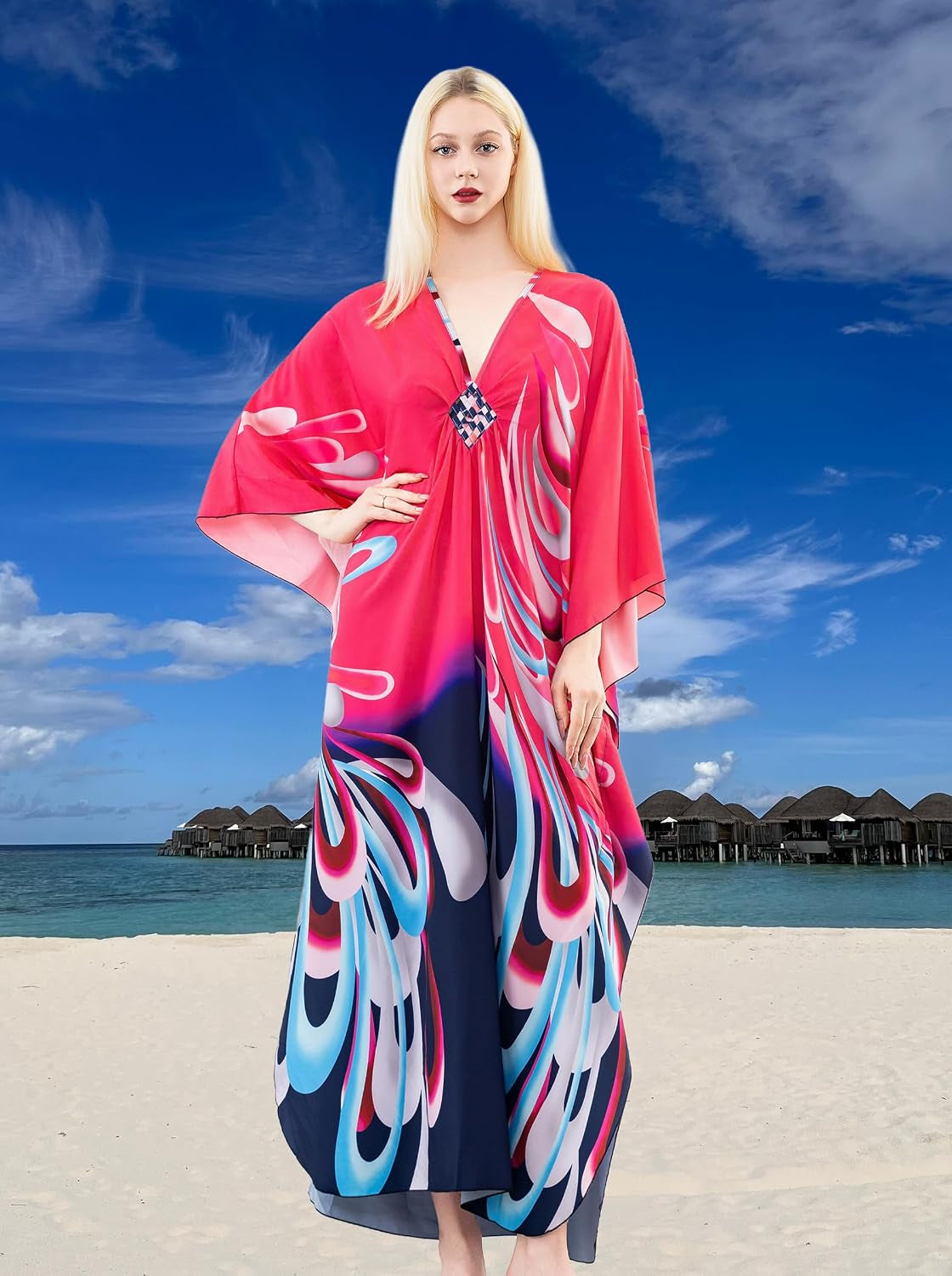 Kaftan Dresses for Women, plus Size Caftan, V-Neck Batwing Dress