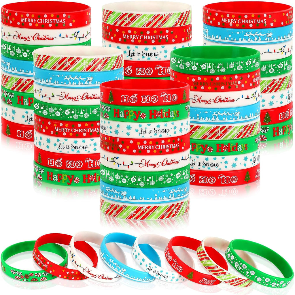 64Pcs Christmas Silicone Bracelets Christmas Party Favors Stocking Stuffers
