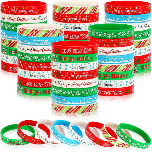 64Pcs Christmas Silicone Bracelets Christmas Party Favors Stocking Stuffers