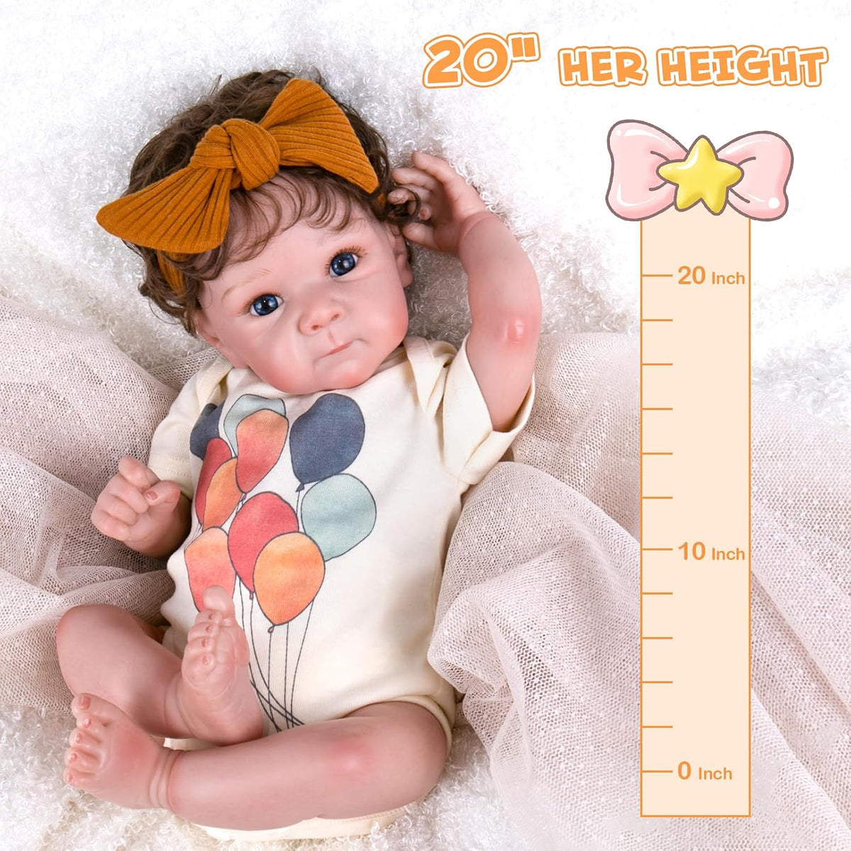 Reborn Baby Doll, 20-Inch Realistic Newborn Girl in Beige Outfit