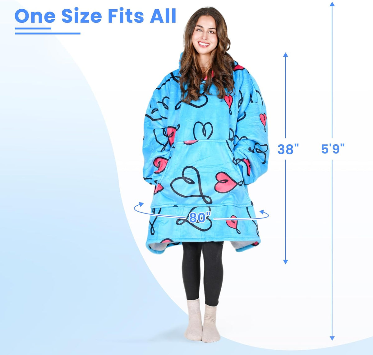 Oversized Blanket Hoodie, Wearable Fluffy Sherpa Blanket