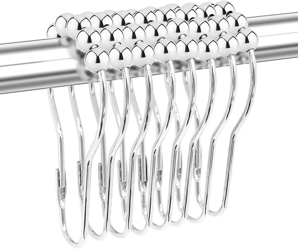 Shower Curtain Hooks Rings for Bathroom, 12PCS Chrome Stainless Steel Rust Resistant Shower Rings for Curtains Kitchen Utensils Bathroom Decorations, Etc.