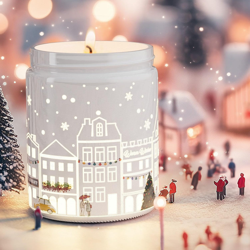 Christmas Candles with Warmer Led,Winter Candle for Christmas Gift