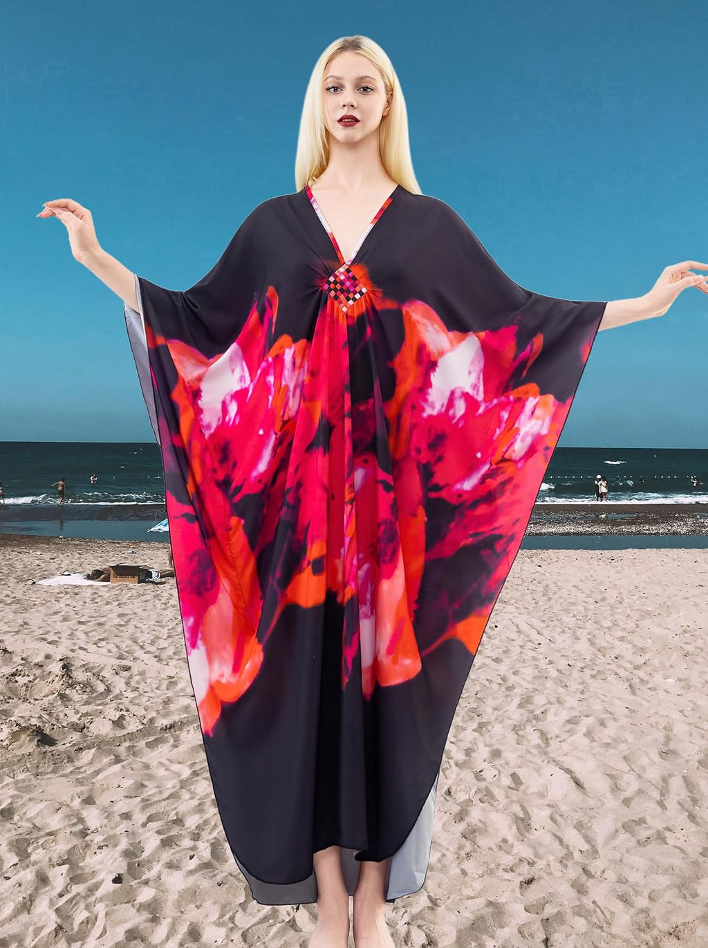 Kaftan Dresses for Women, plus Size Caftan, V-Neck Batwing Dress