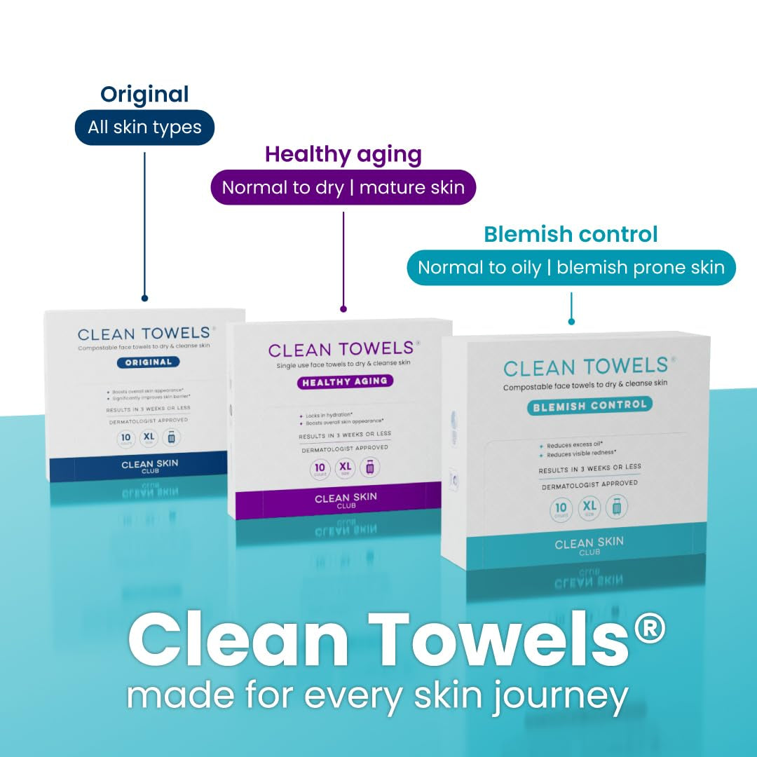 Clean Towels XL®, Travel Pack 100% USDA Biobased Disposable Face Towel, Eczema Association Accepted,Dry Wipes, Tsa-Approved Travel Essential (1, 40 Count(Pack of 40))