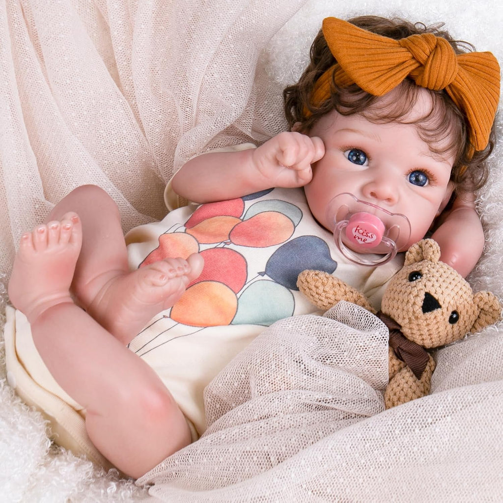 Reborn Baby Doll, 20-Inch Realistic Newborn Girl in Beige Outfit