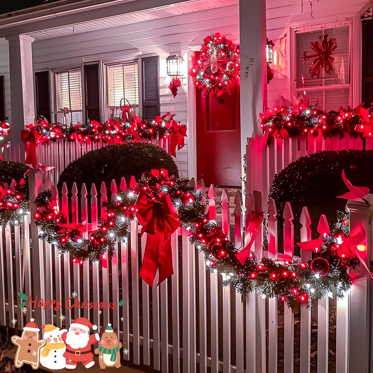 Connectable 100 LED Red and White Christmas Lights with 8 Modes