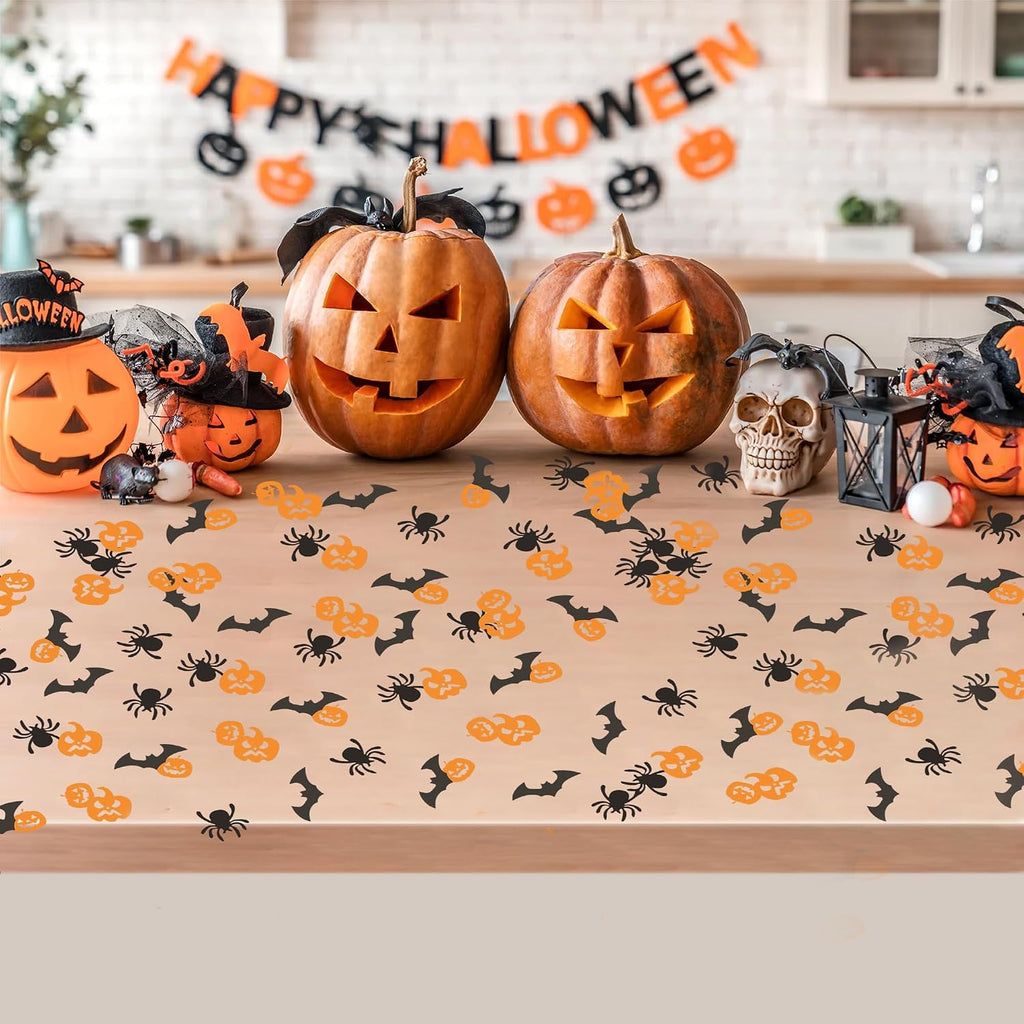 100Pcs Halloween Confetti Decorations,Halloween Party Table Scatter Confetti Sprinkles Orange Pumpkin Black Spider Bat Confetti for Halloween Party Supplies Trick or Treat Tabel Decor