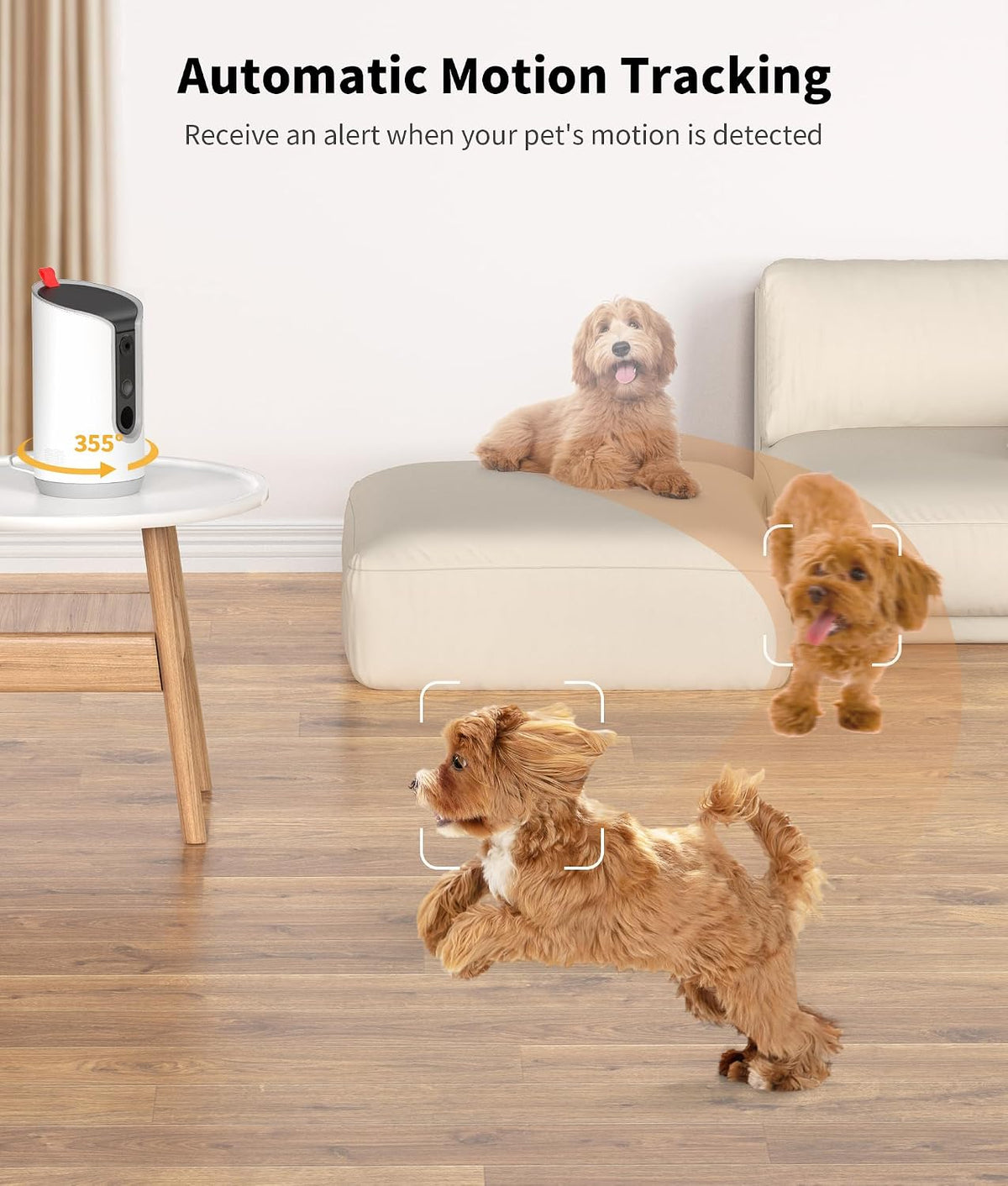 2K Pet Camera Treat Dispenser, 360°View Dog Camera with Phone App, 5G&2.4G Wifi 2-Way Talk Pet Cam Indoor for Cats Remote Treat Tossing, Motion Alerts, Auto Tracking