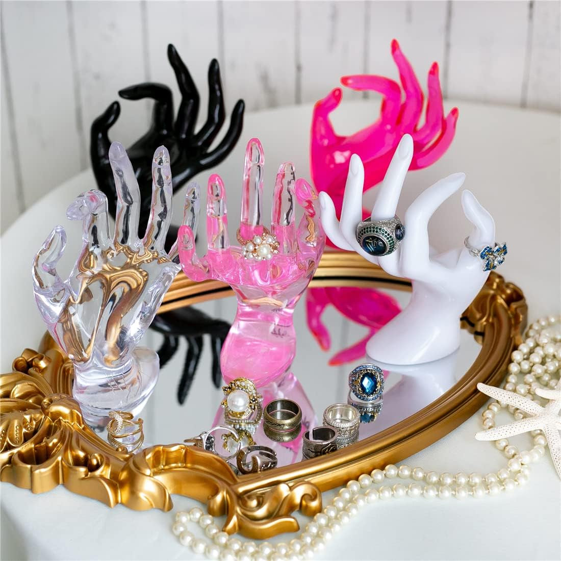 Ring Holder, Pink Room Decor, Hand Jewelry Display Holder, Danish Pastel Room Decor, Preppy Decor, Mannequin Hand, Polyresin, 7 Inch (Pink)