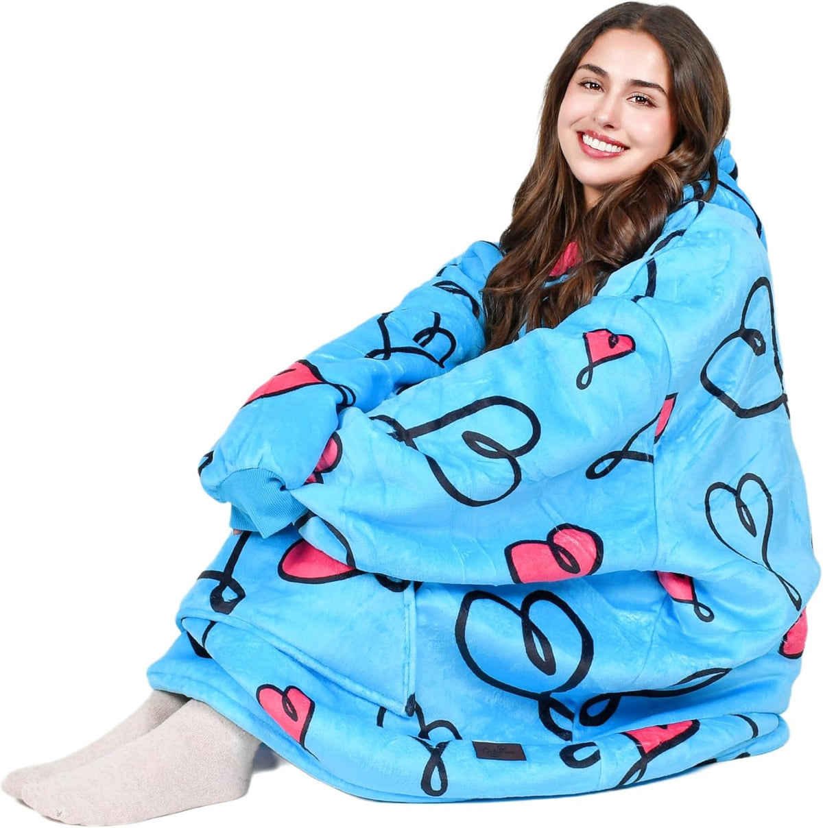 Oversized Blanket Hoodie, Wearable Fluffy Sherpa Blanket