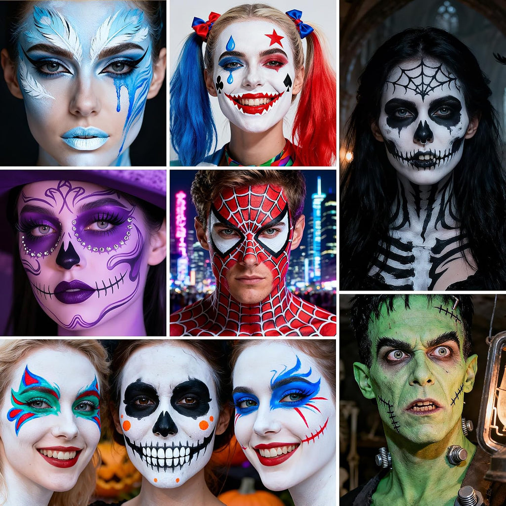 Red White Blue Face Paint, Halloween, Independence Day Body Paint