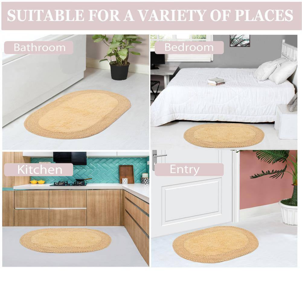 Double Ruffle Collection 100% Cotton Bath Rugs Set, 21X34 Rectangle, Yellow