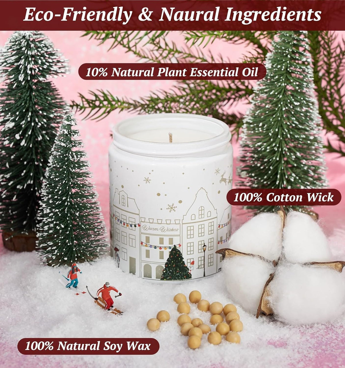 Christmas Candles with Warmer Led,Winter Candle for Christmas Gift