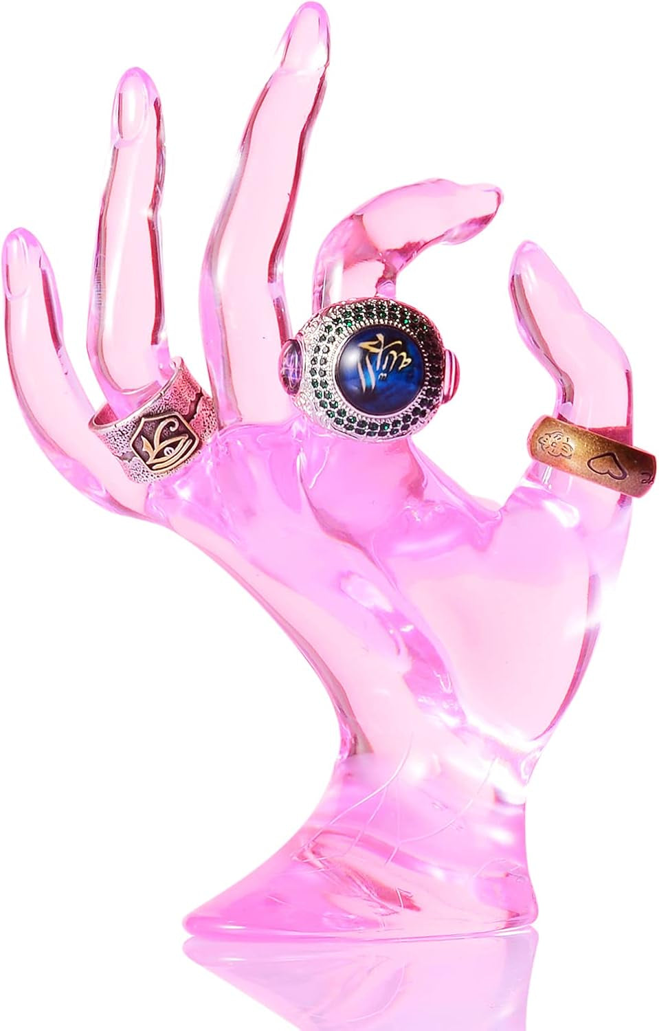 Ring Holder, Pink Room Decor, Hand Jewelry Display Holder, Danish Pastel Room Decor, Preppy Decor, Mannequin Hand, Polyresin, 7 Inch (Pink)