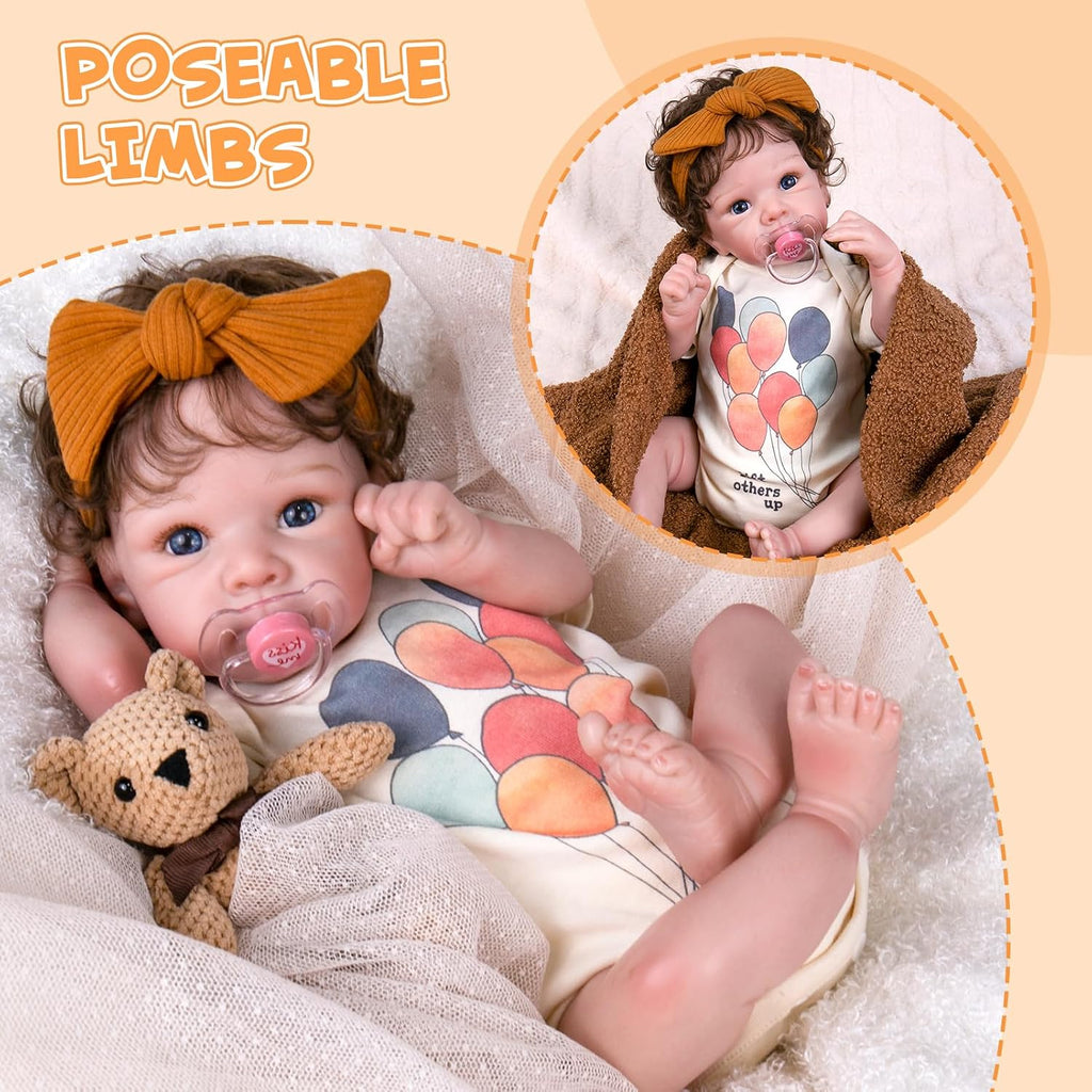 Reborn Baby Doll, 20-Inch Realistic Newborn Girl in Beige Outfit