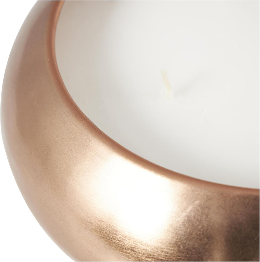 Metal Decorative Candle Tropical Breeze Scented Wide Dome Shaped 60 Oz 4 Wick Aromatherapy Candle with White Wax, Wax Aromatherapy Candle 9" X 9" X 3", Copper