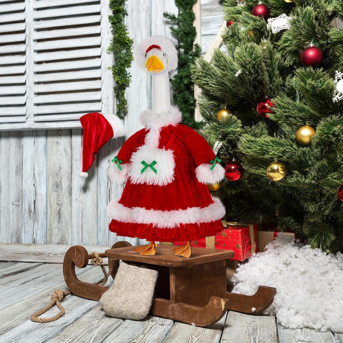 Christmas Mrs. Claus Goose Outfit Goose Costume Holiday Decor