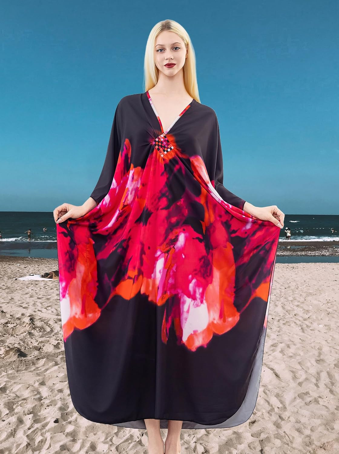 Kaftan Dresses for Women, plus Size Caftan, V-Neck Batwing Dress