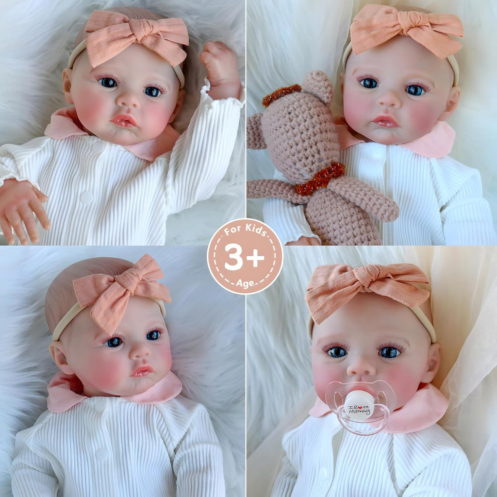 Realistic Reborn Baby Dolls - 18 Inch Real Life Baby Doll Girl Lifelike with Accessories for 3+ Years Old (White)