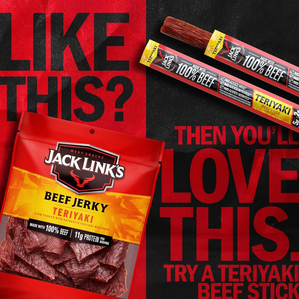 Teriyaki Beef Jerky - (2 Pack) 9 Oz Bag - Ready to Eat Protein Snacks - 11G Protein per Serving - Made with 100% Real Beef